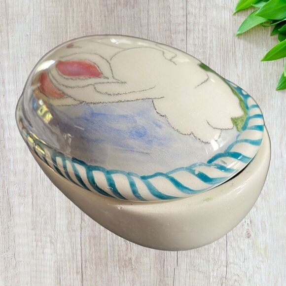 Ceramic Bunny Box Trinket Box Hanmade - Picture 3 of 13
